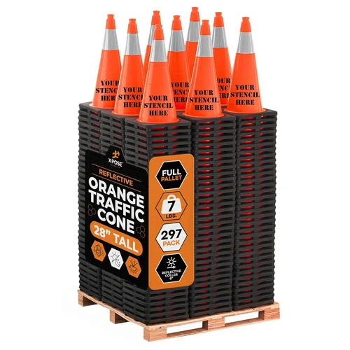 Vista 45 de Xpose Safety Conos de tráfico naranjas de 18 pulgadas, resistentes, 3 libras con collar de 6 pulgadas, 1 paquete de conos de seguridad de plástico