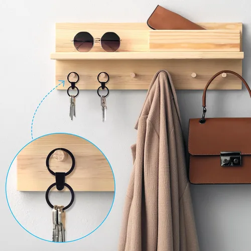 Vista 7 de OIIKI 200 clips de plástico para llavero, pestañas a presión para conector de llavero negro, clips de correa para tarjetero, anillos de llaves