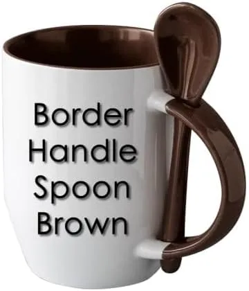 Vista 3 de 12 tazas de café de sublimación de 12 onzas con cucharas en blanco, 6 colores para elegir, negro, azul, marrón, naranja, rosa y amarillo.