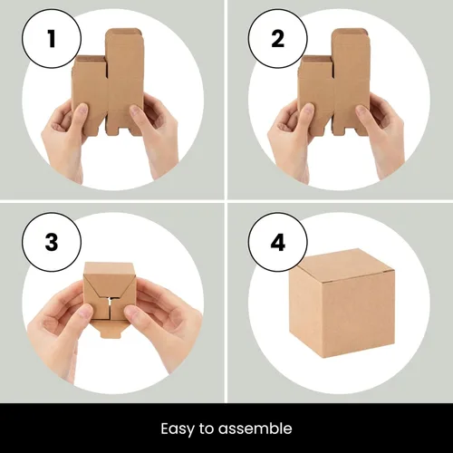Vista 5 de Juvale Cajas de Regalo Marrones con Tapas, Paquete de 100 Cajas de Papel Kraft Duraderas para Obsequios, Cajas Cuadradas Fáciles de Ensamblar