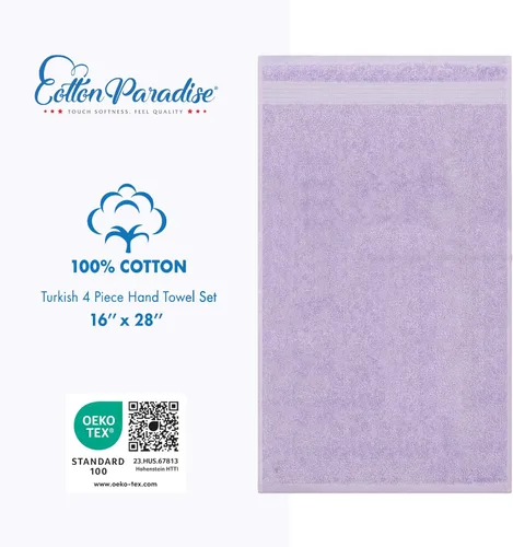 Vista 22 de Cotton Paradise 100% Cotton Turkish Washcloth Set for Bathroom, 4 Piece Soft Absorbent Small Hand Face Towels Wash Rags, Lilac