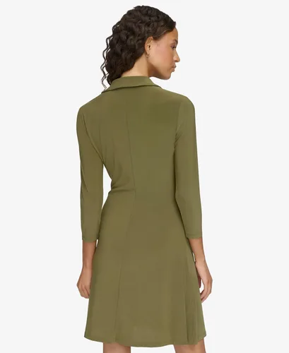 Vista 3 de Tommy Hilfiger Vestido midi ajustado de jersey y cuello acampanado para mujer