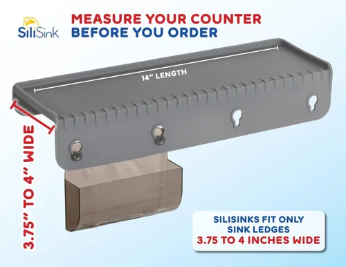 Vista 2 de SiliSink - Protector de borde de silicona para fregadero de cocina, se adapta a 3.75 a 4 pulgadas de ancho, el protector de bordes de silicona