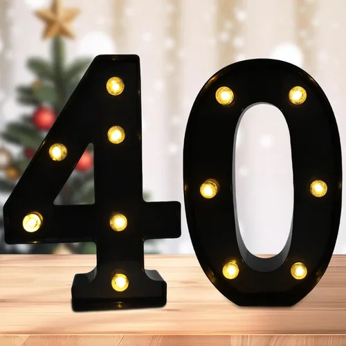 Vista 41 de Números de marquesina LED, números iluminados 2025 para fiestas, letras pequeñas iluminadas, número iluminado a pilas para cumpleaños o decoración