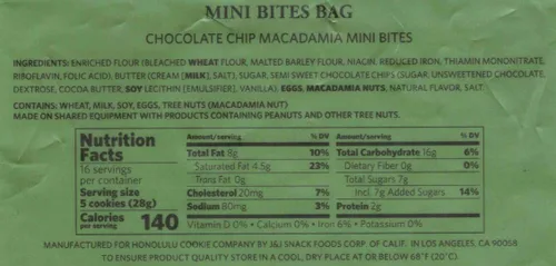 Vista 2 de Honolulu Cookie Mini Bites Choc Chip Macadamia Shortbread Galleta, 16 onzas (paquete de 4)