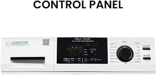 Vista 7 de Pemberly Row Lavadora secadora todo en uno, 1.62 pies cúbicos, acero inoxidable, blanco, 15 programas, ventilada para un secado más rápido, combo