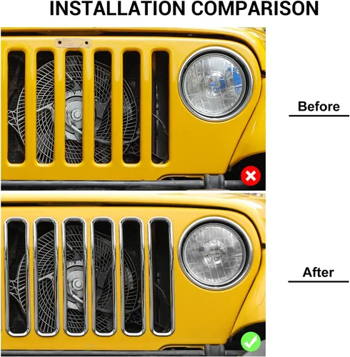 Vista 2 de Insertos de parrilla delantera para Jeep Wrangler TJ 1997-2006 (cromado)