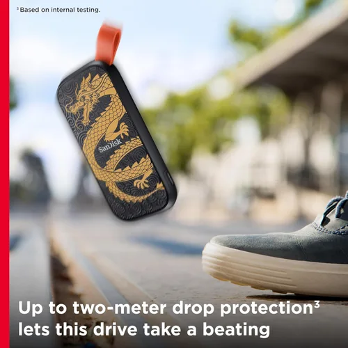 Vista 5 de SanDisk 1TB SSD portátil, Edición Dragón - Hasta 800MB/s, USB-C, USB 3.2 Gen 2, Firmware actualizado - Unidad de estado sólido externa