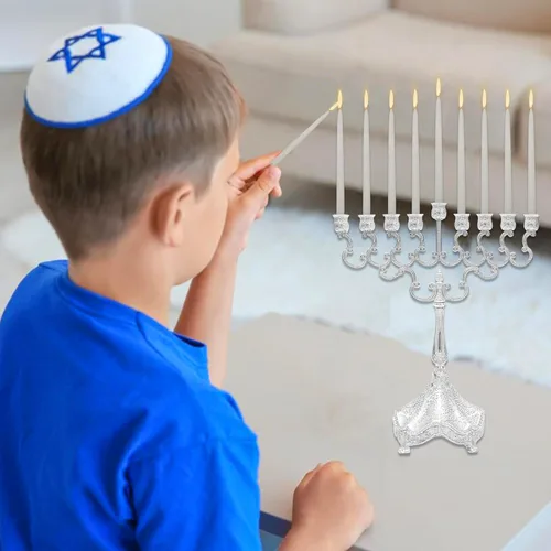 Vista 3 de Majestic Giftware Velas de Hanukkah CP-WT 45 velas de Janucá hechas a mano sin goteo de 5 pulgadas para las 8 noches de Hanukkah Cera de alta