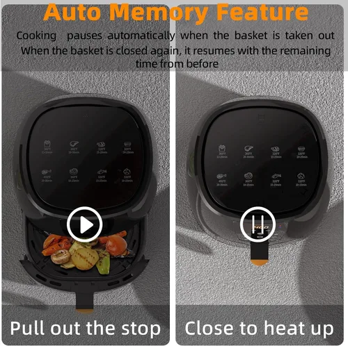 Vista 4 de 6 QT Large Digital Air Fryer with Window For Kitchen Use,Nonstick Made,Touchscreen Display,180-400F,Customized Temp/Time,NonStick Basket,8-in-1