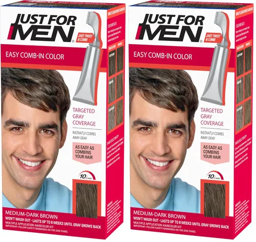 Vista 7 de Solo para hombres Auto Stop, tintura química para el cabello, 1, marrón (Medium Dark Brown) Easy Comb-In Color medium-dark brown no-mix formula
