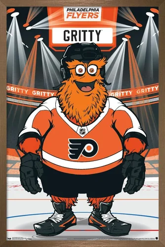 Vista 15 de Trends International NHL Philadelphia Flyers - Póster de pared Gritty 19, 14.725 x 22.375 pulgadas, versión enmarcada de madera de granero