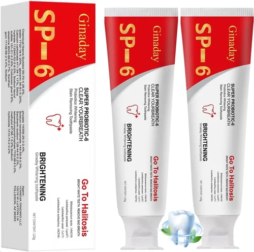 Pasta dental blanqueadora probiótica SP-6, fórmula de 6 probióticos para blanquear los dientes y la salud de las encías, pastas dentales sin flúor,