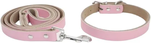 Vista 10 de Buttery Soft Genuine Dog Leather Collar & Leash Set Heavy duty collar for small medium and large dogs, Comfortable Leather (Black Small-14 inch)