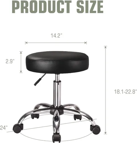 Vista 2 de Sifurni Taburete giratorio para tienda de salón de belleza, taburete de dibujo ajustable, taburete de spa de masaje con acolchado de piel sintética