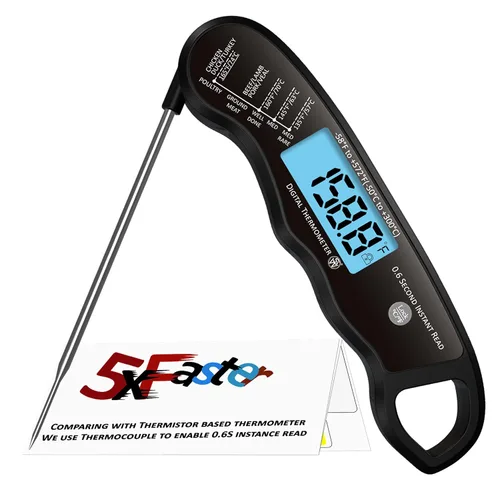 Vista 10 de Termómetro digital para carne de lectura instantánea de 0.6S, sonda/lápiz, calibrado de fábrica/impermeable/retroiluminado/magnético/pantalla