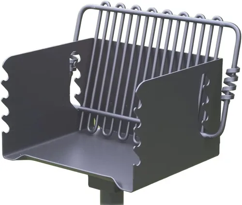 Pilot Rock Park Style - Parrilla de carbón de acero al aire libre con rejilla de cocción, giro de 360 grados y caja de fuego de acero de calibre