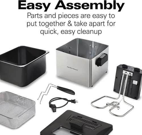 Vista 7 de Hamilton Beach - Freidora eléctrica profunda con cesta y tapa, capacidad de aceite de 4.5 litros / 19 tazas, control de temperatura, ventana