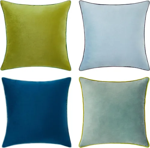 Vista 18 de MONDAY MOOSE - Juego de 4 fundas de cojín decorativas de terciopelo suave, diseño moderno de doble cara; mezcla y combina, rellenos de almohada