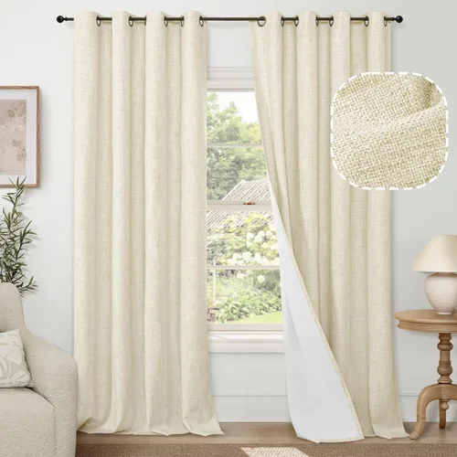 Vista 21 de Cortinas Opacas de Lino Azul Bebé para Guardería de 40 Pulgadas de Largo, 2 Paneles, Cortinas Cortas con Aislamiento Térmico Boho de Bloqueo Total