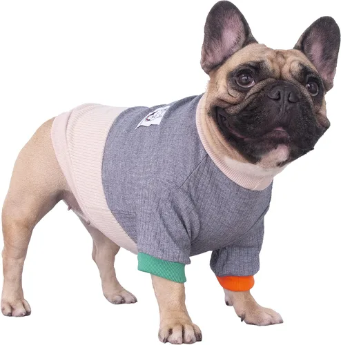 Vista 17 de iChoue - Ropa para mascotas, suéter cálido de invierno con cuello redondo para Bulldog inglés, Boston Terrier, abrigo de corduroy para clima frío