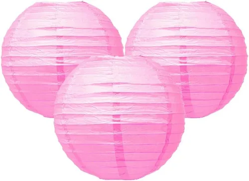 Vista 16 de Paquete de 3 linternas redondas de papel para decoración de boda y fiesta de cumpleaños (azul bebé, 4 pulgadas/3.9 in)