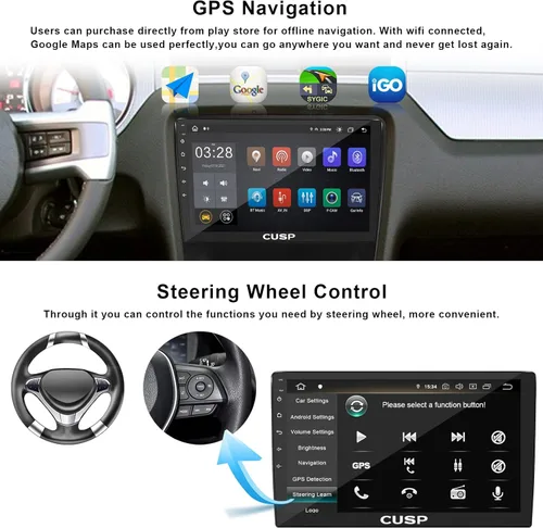 Vista 3 de 2025 Nuevo 10 pulgadas Android Car Stereo Radio 8 Core Android 4G+64G Universal Doble DIN Single DIN Pantalla con inalámbrico Apple Carplay Auto