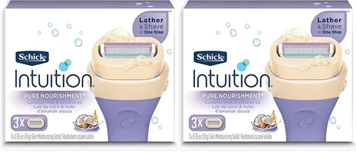 Schick Intuition Pure Nourishment - Repuesto de hoja de afeitar para mujer, con leche de coco y aceite de almendras, Nutrición pura., 1