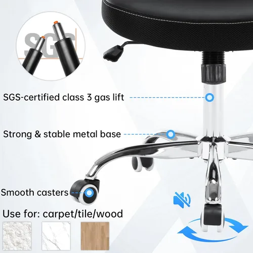Vista 8 de Silla de oficina ergonómica ajustable de piel sintética con soporte lumbar, brazos abatibles, respaldo de malla transpirable, silla de escritorio