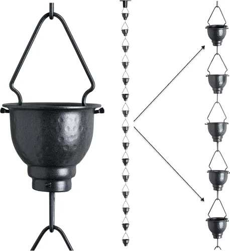 Cadena de lluvia de aluminio de alta calidad para canalón, cadena de lluvia a prueba de óxido de larga duración con adaptador de canalón e