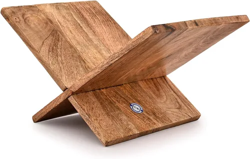 Vista 2 de Kaizen Casa Soporte para libros de madera de mango con marco de cruz para exhibir y leer, adecuado para arte, Biblia, libros de cocina, caballete