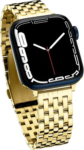 Vista 14 de Correa de reloj de siete eslabones para Apple Watch Series 11, 10, 9, 8, 7, 6, 5, 4, 3, 2, 1 y SE 3/2/1 para mujer, elegante correa de metal