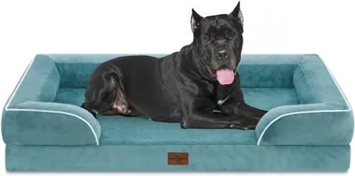 Vista 127 de Comfort Expression Cama ortopédica para perros extra grandes de 45 x 35 pulgadas, cama para mascotas XL de espuma tipo caja de huevos impermeable