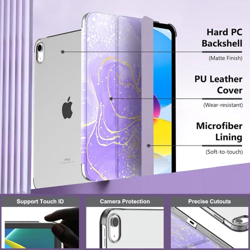 Vista 3 de MoKo Funda para iPad de 10 generación 2022, carcasa trasera translúcida de policarbonato duro delgado para iPad de 10.9 pulgadas 2022, compatible