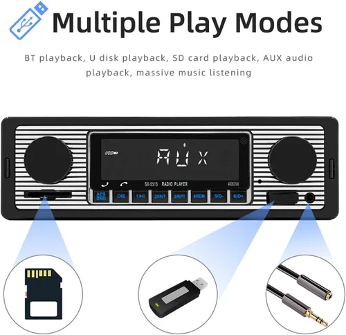 Vista 5 de Radio de coche Bluetooth manos libres, 12 V-24 V Estéreo para automóvil DIN 1 DIN Digital Bluetooth Audio Mp3 Reproductor FM/Find a Car / Audio
