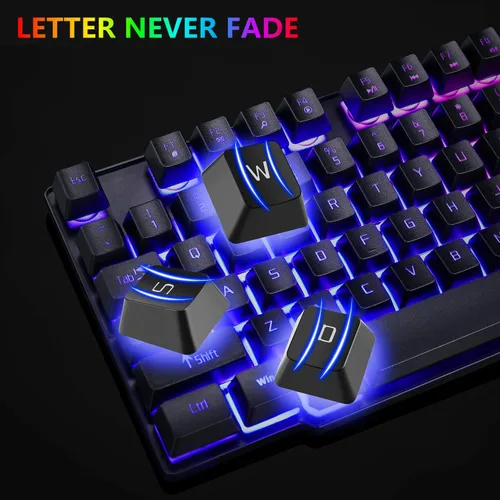 Vista 5 de RGB Gaming Keyboard and Colorful Mouse Combo,USB Wired LED Backlight Gaming Mouse and Keyboard for Laptop PC Computer Gaming and Work,Letter