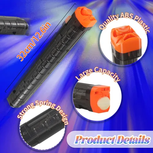 Vista 2 de BOROLA 4 clips de recarga de repuesto de 12 rondas de recarga de cargador compatible con Nerf Rival Apollo XV-700 Rival Zeue XV-1200 (negro)