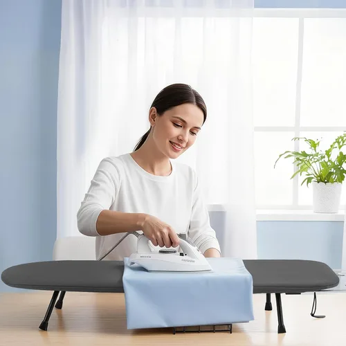 Vista 9 de Tabla de planchar de mesa, pequeña tabla de planchar plegable con soporte de hierro, mini tabla de planchar portátil para espacios pequeños, mesa