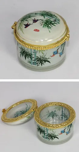 Vista 4 de Bosque de bambú Art Glass Jewelry Box jb-002