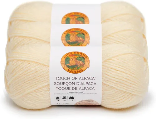 Vista 9 de Lion Brand Yarn Touch of Alpaca - Paquete de 3 hilos color crema