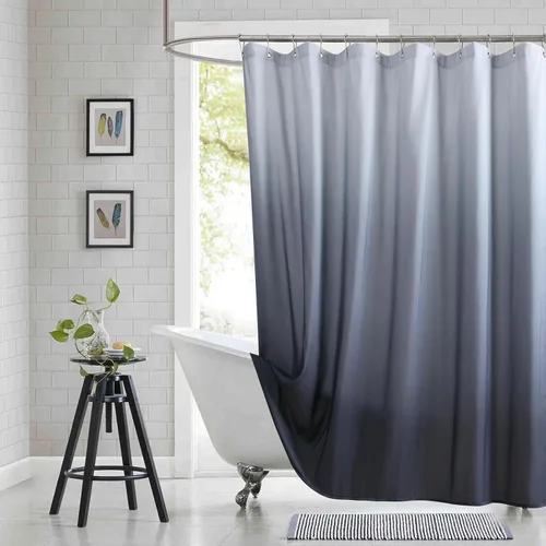 Vista 36 de Cortinas de Ducha Negras, Cortinas de Ducha de Poliéster Impermeable con Rayas Horizontales Degradadas en Blanco y Negro Modernas para Baño, 72x72