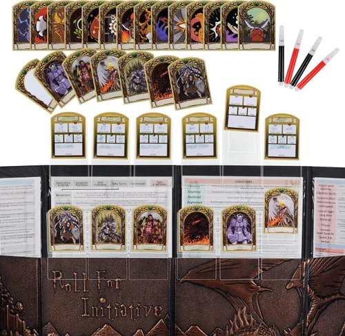 CZYY DND Initiative & Combat Tracker Set, Acrylic Markers with Insert Cards