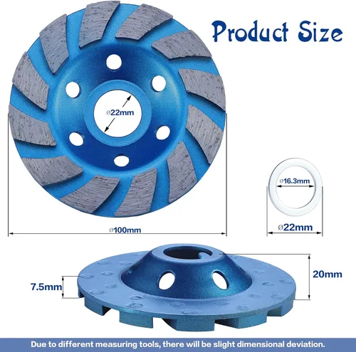 Vista 2 de TM disco de 4 pulgadas para molienda de diamantes de turbo de hormigón para amoladora de ángulo de trabajo duro 12 segs