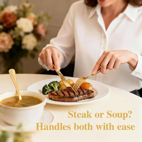 Vista 3 de Juego de 30 cubiertos de plástico dorado preenrollados, desechables, resistentes, 30 tenedores, 30 cucharas, 30 cuchillos, 30 servilletas, juego