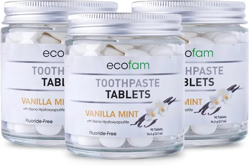 Vista 12 de EcoFam Tabletas de Pasta de Dientes – Sabor Chicle Tabletas de Pasta de Dientes con Nano Hidroxiapatita para Niños - Masticables - Hechas