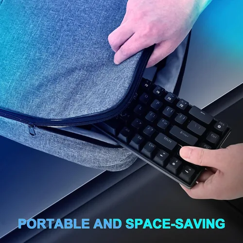 Vista 7 de RaceGT Teclado mecánico con cable para juegos, mini teclado ultracompacto de 67 teclas, teclados USB con cable, retroiluminación LED RGB multicolor