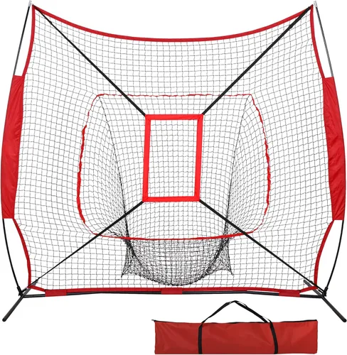 Vista 8 de F2C 7'x7' Baseball and Softball Practice Net Portable Hitting Pitching Net with Strike Zone Target, Carry Bag, for All Skill Levels