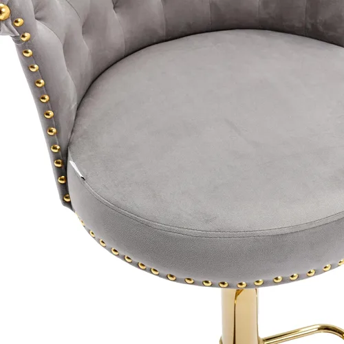 Vista 6 de DSHADE Juego de 2 taburetes de bar giratorios vintage, taburetes de bar tapizados de terciopelo, sillas de bar ajustables con altura de mostrador