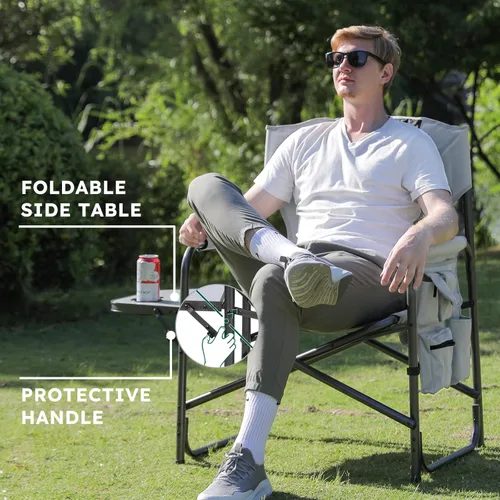 Vista 5 de Colegence Silla de campamento de directores de gran tamaño, soporta 600 libras, sillas plegables resistentes para exteriores con bolsillo lateral