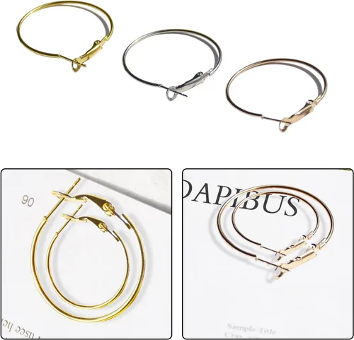 Vista 4 de Aros para Pendientes, Encaje de Acero Inoxidable, Pendientes Redondos de Cuentas, Hipoalergénicos, Aros de Encaje Abiertos para Joyería, DIY